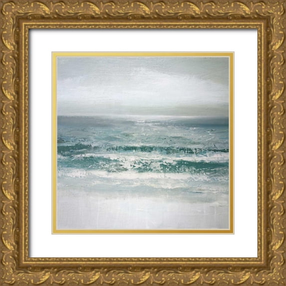 Gold, Caroline 12x12 Gold Ornate Wood Framed with Double Matting Museum Art Print Titled - Waves