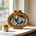 thumbnail image 1 of Gold Carved Photo Frame – Resin Bow Hanging Wall Frame with Stand 6 Shapes To Choose Versatile Tabletop & Wall Decor(F), 1 of 5