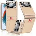 thumbnail image 1 of Gold Case Compatible for Samsung Galaxy Z Flip 4 Case with Card Holder & Camera Screen Protector,PU Leather Samsung Flip 4 Case Wallet Card Slot Cover Flip Phone Case for Galaxy Z Flip 4 5G Case, 1 of 13
