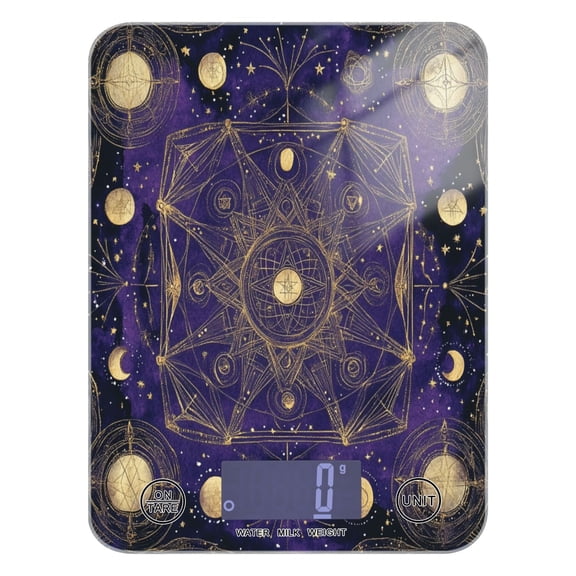 Gold Celestial Pattern Food Scale Digital Kitchen Scale Waterproof Grams Ounces lbs for For Baking and Cooking