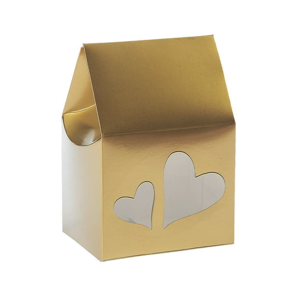 Gold Cello Front Favor Box 12Pc - Party Supplies - 12 Pieces