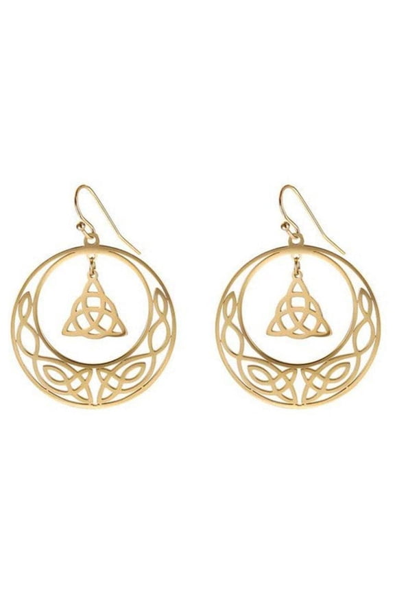 Gold Celtic Circle Trinity Knot Earrings Stainless Steel