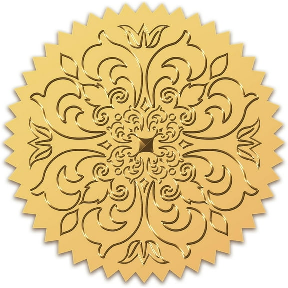 Gold Certificate Seals Embossed Stickers Foil Flower Vintage Outstanding Excellence Self Adhesive Graduation Embossing Label 100pcs Medal Decoration