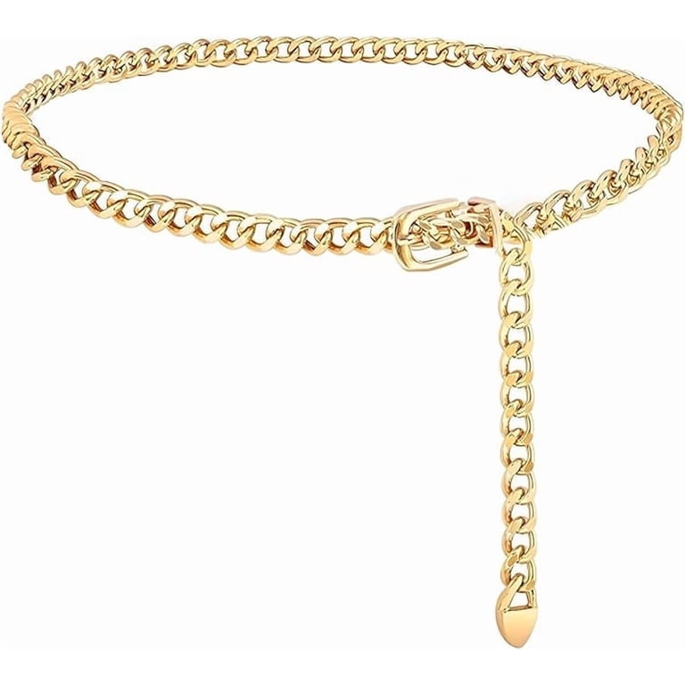 HAUTLLAIF Gold Chain Belt For Women Adjustable Waist Belt Fashion Metal Dress Belts For Jeans Dresses Body Link Waist Chain, Adult Unisex, Size: 27.5