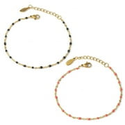 POMOKO Gold Chain Bracelets Set for Women Real Gold Plated Dainty Thin Gold Chain Link Bracelet Stack Adjustable Gold Bracelets Jewelry for Women Trendy,Style 2，G37937