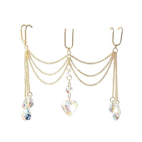 Gold Chain Crystal Suncatcher for Potted Plants, Mini Rainbow Maker Hanging Ornament for Indoor Garden Shrub Balcony Rack, Versatile Plant Lover Gift Idea