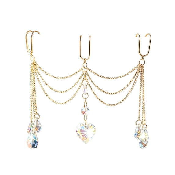 Gold Chain Crystal Suncatcher for Potted Plants, Mini Rainbow Maker Hanging Ornament for Indoor Garden Shrub Balcony Rack, Versatile Plant Lover Gift Idea
