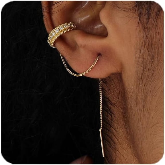 Gold Chain Earrings for Women Threader Dangling Earrings Gold Tassel Dangle Earrings Hypoallergenic Statement Earrings Jewelry for Women