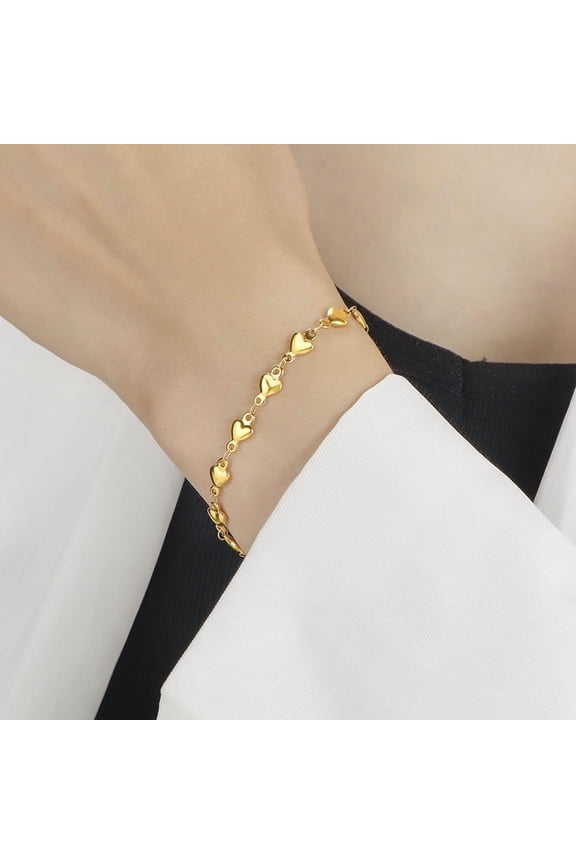 Gold Chain Heart Bracelet Stainless Steel