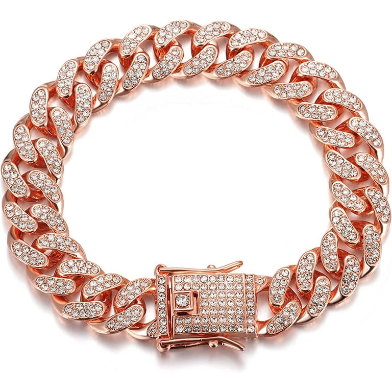 Iced out rose store gold chain