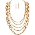 thumbnail image 1 of Gold Chain Natural Multi Bead Layered Necklace Set, 1 of 1