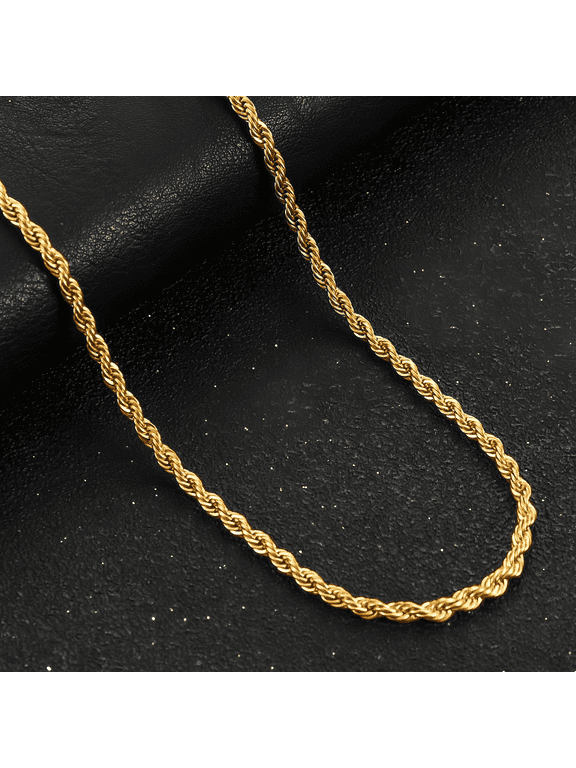 Gold Chain Necklace Collection - 10K Solid Yellow Gold Polished Rope Chain Necklaces for Women and Men, 2mm and 26"