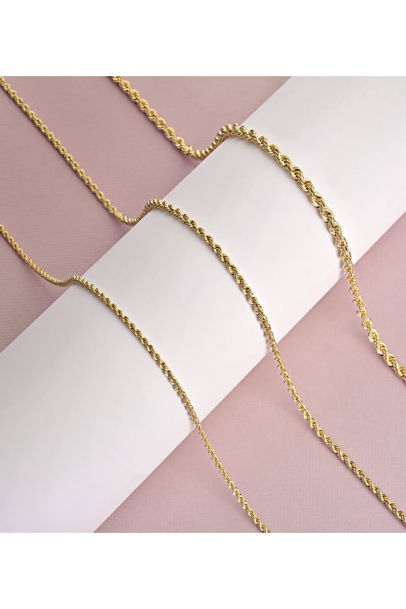 Gold Chain Necklace Collection - 14K Yellow Gold-Filled - Rope Chain Necklaces for Women and Men in Various Sizes 3.0mm - 22in