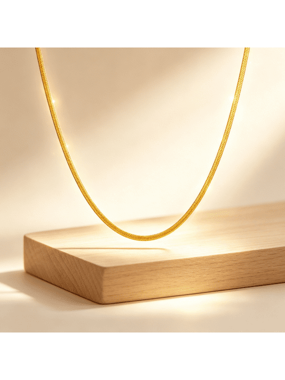 Gold Chain Necklace Collection Italian - 10K Real Solid Yellow Gold Filled Herringbone/Snake Chain Necklaces for Women and Men, 5mm and 30"