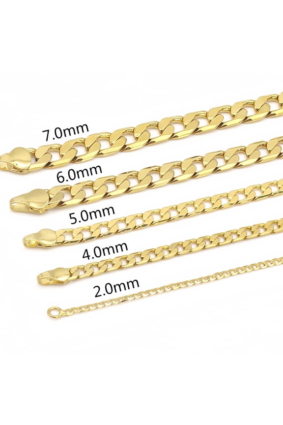 Gold Chain Necklace Italian Collection - 10K Real Solid Yellow Gold Cuban Curb Chain Necklaces for Women and Men, 6mm and 22"