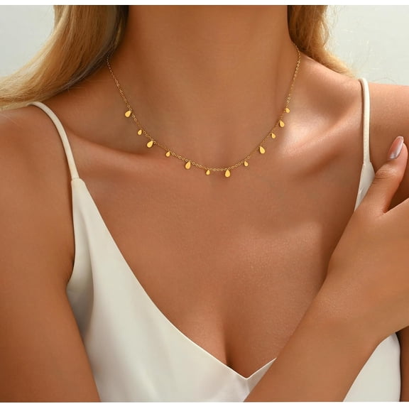 Gold Chain Necklace For Women 18K Gold Plated Stainless Steel Necklace Dainty Star Cross Heart Choker Chains Simple Delicate Minimalist Trendy Jewelry[o2428]