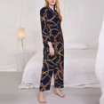 thumbnail image 1 of Gold Chain Pajama Sets Links Print Lovely Sleepwear Women Long Sleeve Casual Loose Night 2 Piece Nightwear Large Size 2XL, 1 of 7