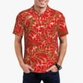 thumbnail image 1 of Gold Chain Print Casual T-Shirts Black and Red Plaid Polo Shirts Turn Down Collar Street S, 1 of 5