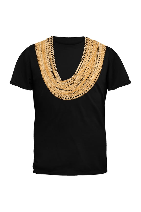 Gold Chains Black Adult T-Shirt - X-Large