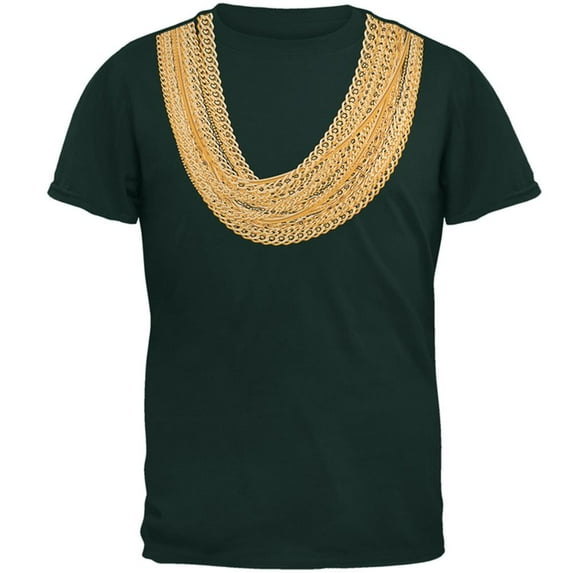 Gold Chains Dark Green Adult T-Shirt - Medium