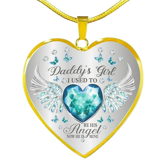 Gold Chains Heart Pendant Necklaces for Women Men Father's Day Gift Angel Wing Butterfly Charm Necklace Dad Daughter Memorial Jewelry