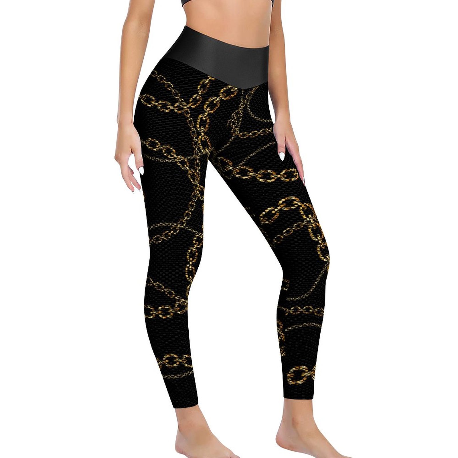 Women's Glowing Laser Striped Yoga Pants - High Waist Printed Leggings For Workout, Gym, Running (Large, Blue Galaxy) - View #9