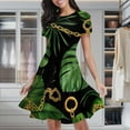 thumbnail image 1 of Gold Chains Lush Tropical Leaves Women's Classic Swing Skater Dress Casual Work Party Cocktail Dresses, 1 of 6