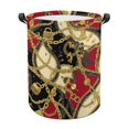 thumbnail image 1 of Gold Chains Red Black Pattern Large Dirty Clothes Hamper Foldable Laundry Basket with Handles for Bedroom Bathroom, 1 of 7
