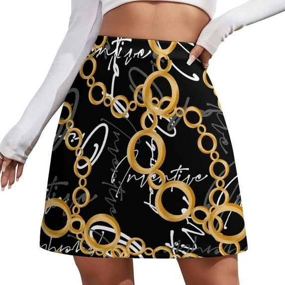 Gold Chains Skirt Woman Zebra Striped Retro Mini Skirts Summer Street Fashion High Waist D