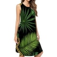 thumbnail image 1 of Gold Chains Tropical Leaves Pattern Casual Sleeveless Loose Sundress Dress For Women Summer Dress Daily Woman, 1 of 4
