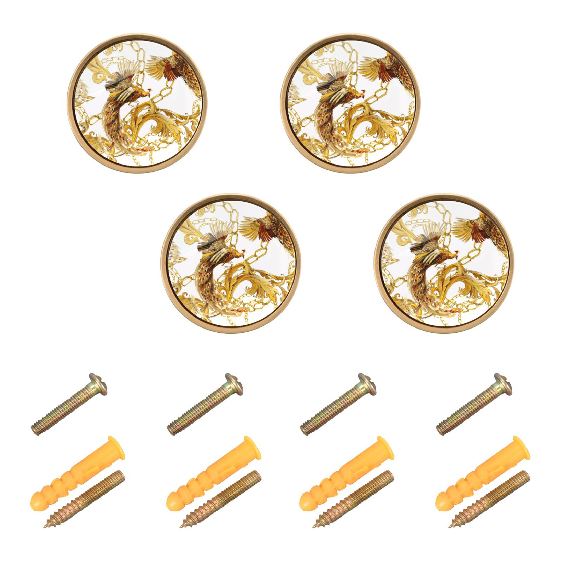 Gold Chains and Peacock Knobs Kitchen Drawers Knobs Door Round