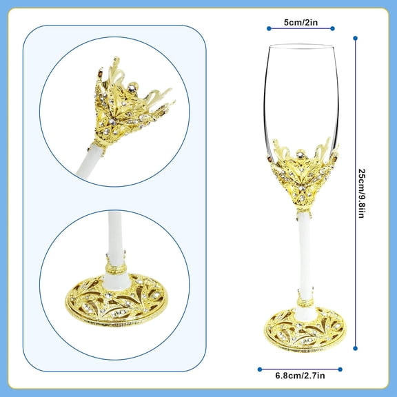 Gold Champagne Flutes - Wedding Toasting Glasses for His and Hers, Engagement Celebrations, Bridal Shower and Registry Idea, Gifts for Bride and Groom Gifts, 7oz (Gold)