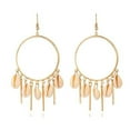 thumbnail image 1 of Gold Chandelier Hoop Earrings with Puka Seashells, 1 of 5