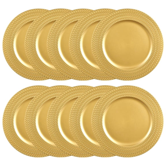 Gold Charger Plates 100PCS,13inch Round Beaded Plastic Charger Plates,Plate Chargers Bulk for wedding,Dinner,Party,Decoration