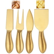 Gold Cheese Knives Set, 4 Pcs Stainless Steel Charcuterie, Appetizer Serving Utensils for Parties
