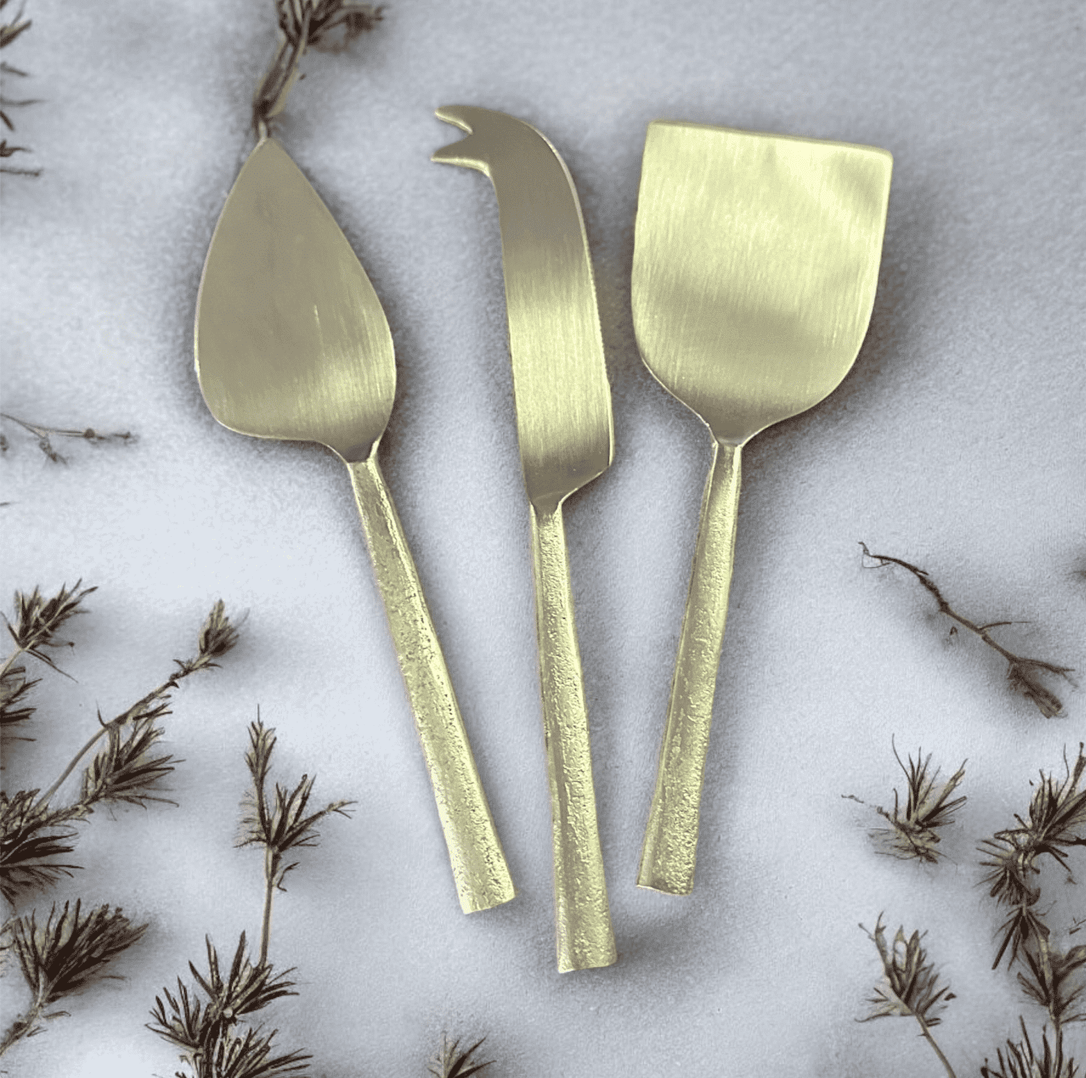 Gold Cheese Knives Set of 3 Matte Handles Charcuterie Knives,  Stainless Steel Gift Set Dishwasher Safe