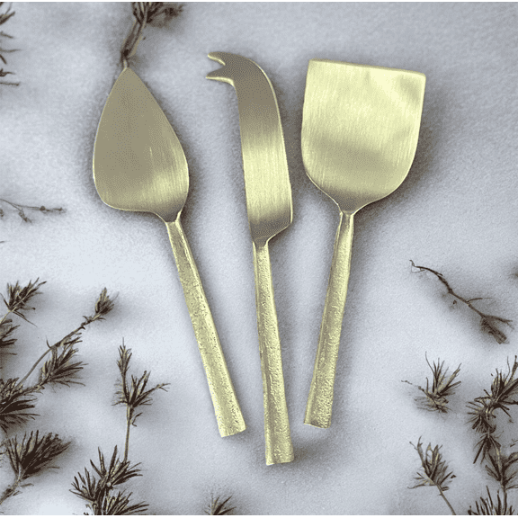 Gold Cheese Knives Set of 3 Matte Handles Charcuterie Knives,  Stainless Steel Gift Set Dishwasher Safe