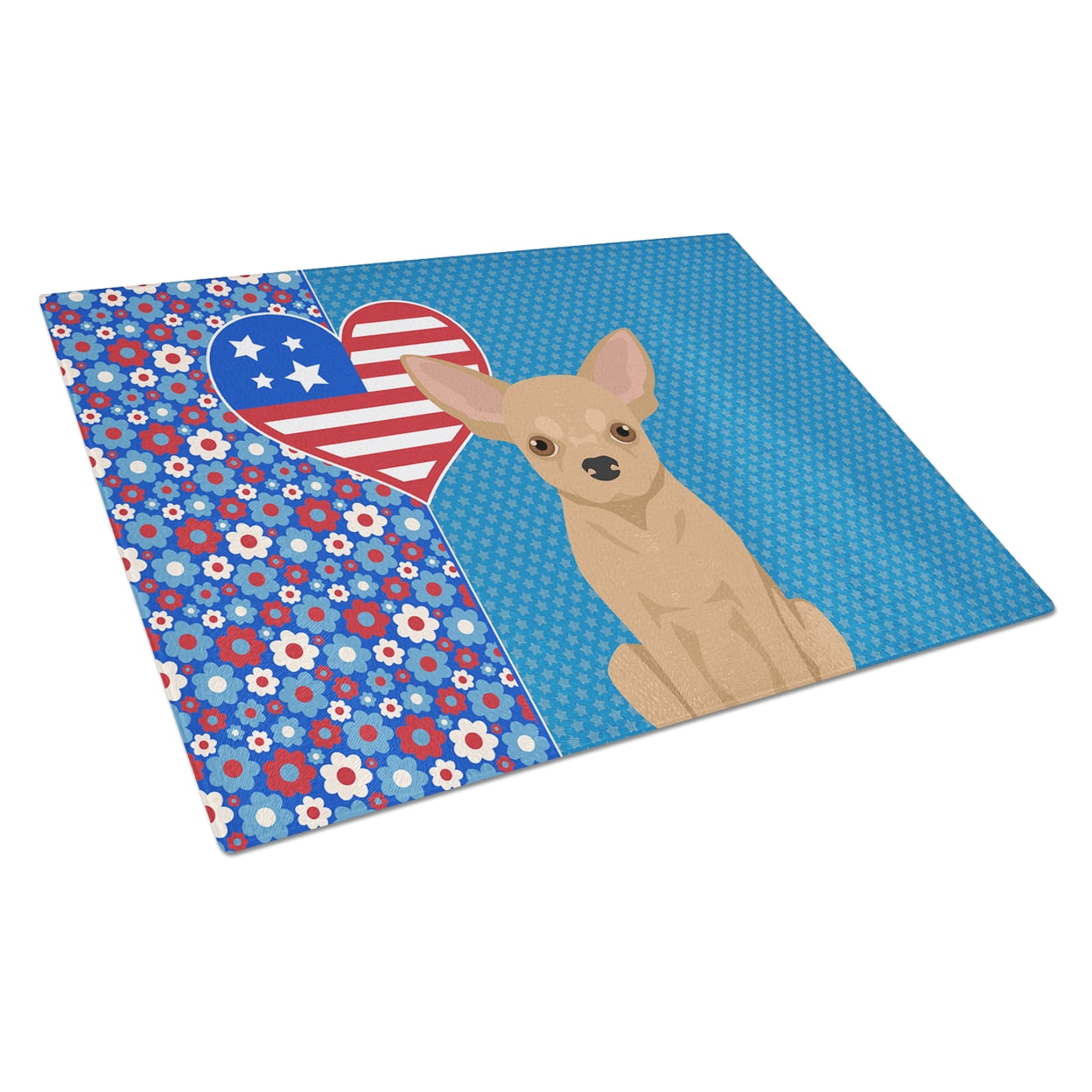 Gold Chihuahua Glass Cutting Board Large 12 in x 15 in
