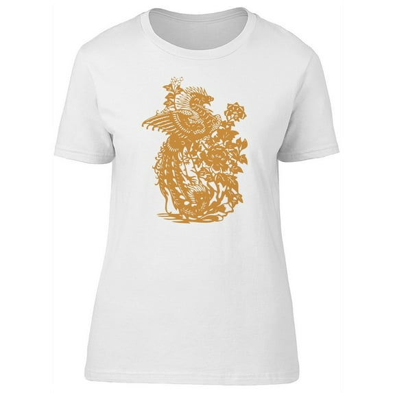 Gold Chinese Dragon And Flowers T-Shirt Women -Image by Shutterstock, Female Medium