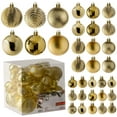 thumbnail image 1 of Gold Christmas Ball Ornaments for Christmas Decorations - 36 Pieces Xmas Tree Shatterproof Ornaments with Hanging Loop for Holiday and Party Decoration (Combo of 6 Styles in 3 Sizes), 1 of 5