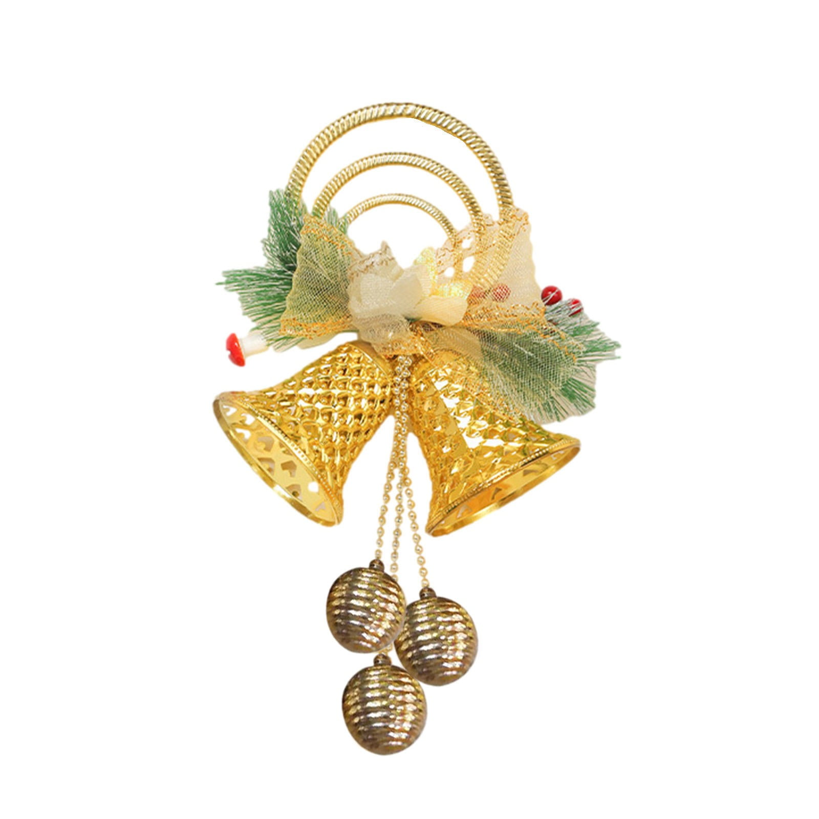 Gold Christmas Bell Hanging Ornament, Metal Jingling Bell With Loop For ...