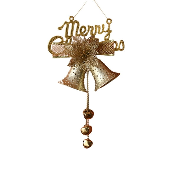 Gold Christmas Bell Ornament, Metal Gold Silver Hanging Decor For Tree, Festive Holiday Home Accent