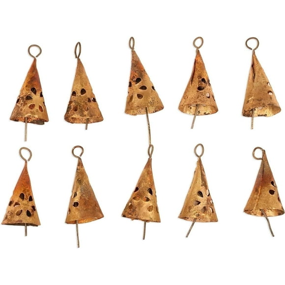 Gold Christmas Bells - Pack of 10 Ornaments for Festive Decor - Crafters Delight with Rustic Charm