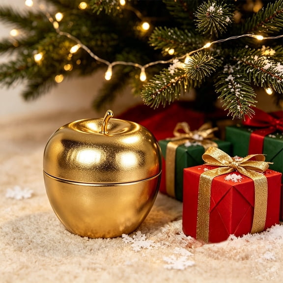 Gold Christmas Decorative Storage Box, Small keepsake and trinket container, for desktop, shelf, dresser, gift packaging and seasonal home decor