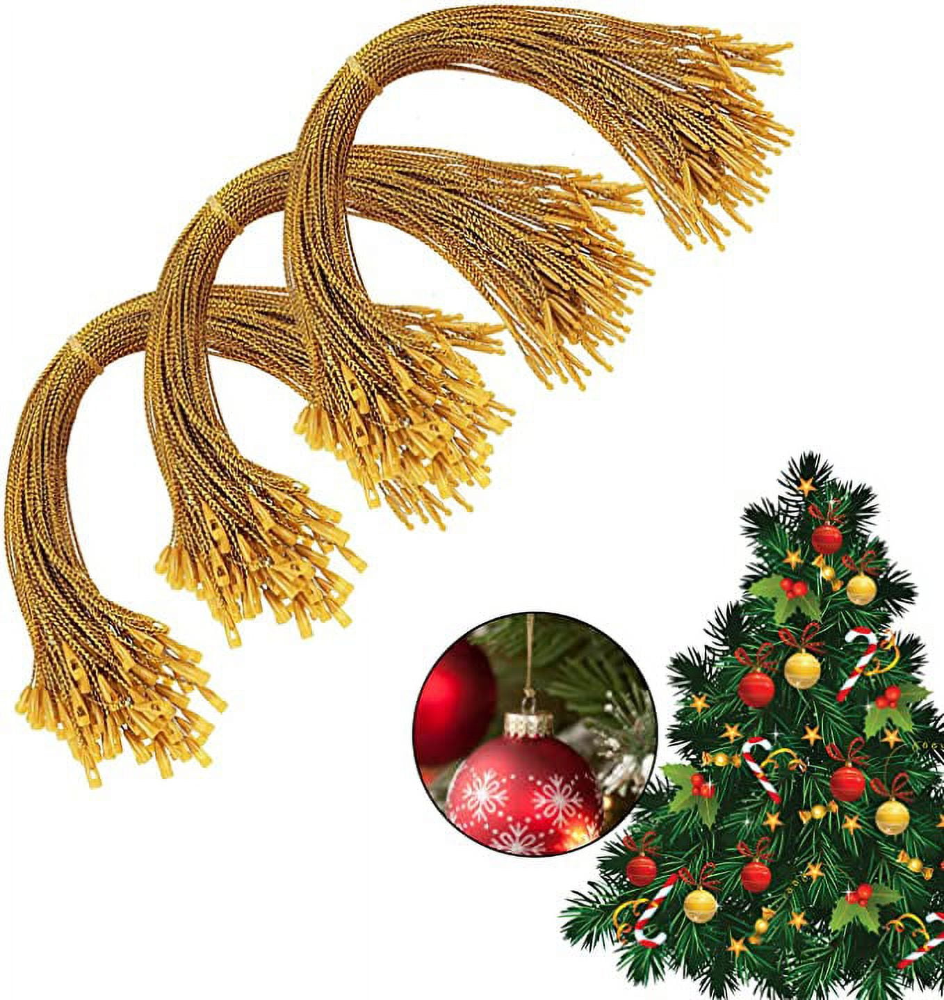 Gold Christmas Ornament Hanger Snap Locking String, Precut Hanging