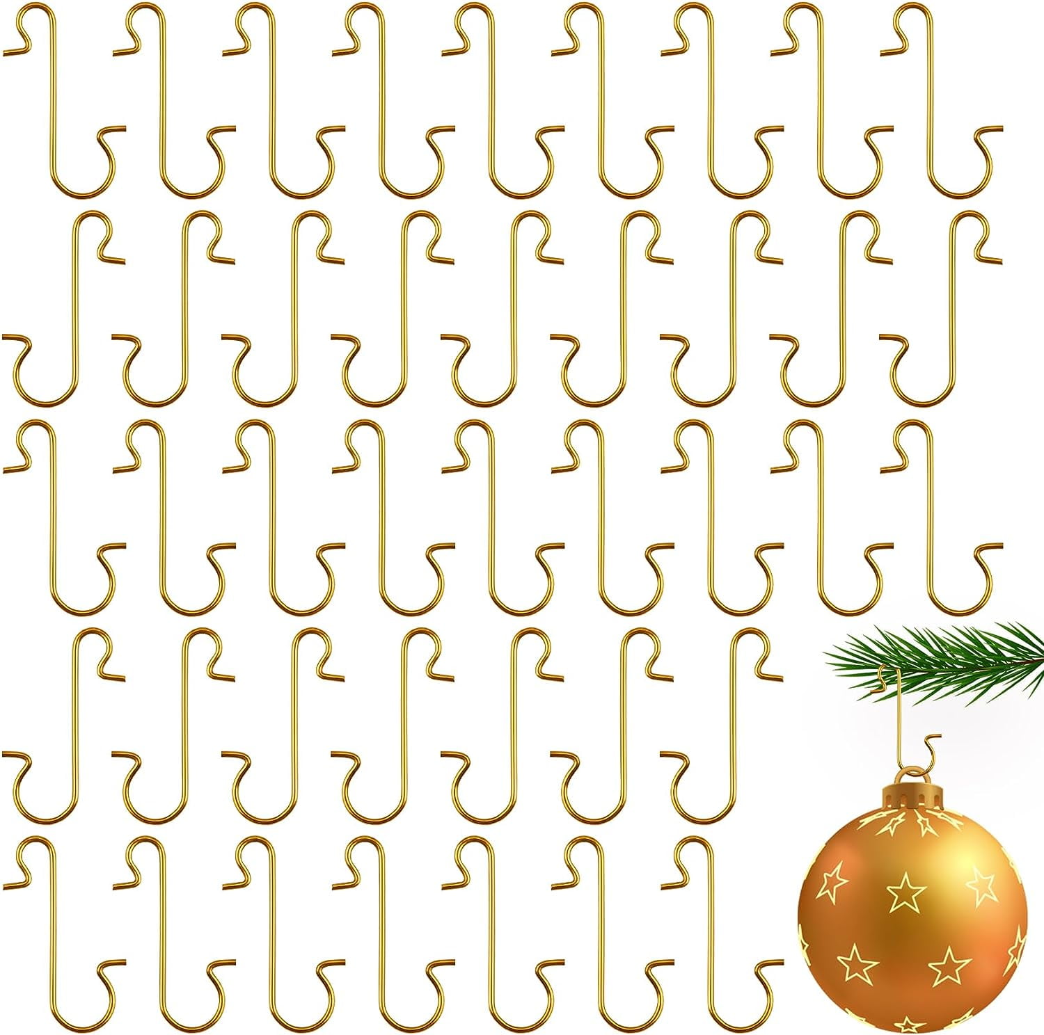 Gold Christmas Ornament Hooks, Pack of 100
