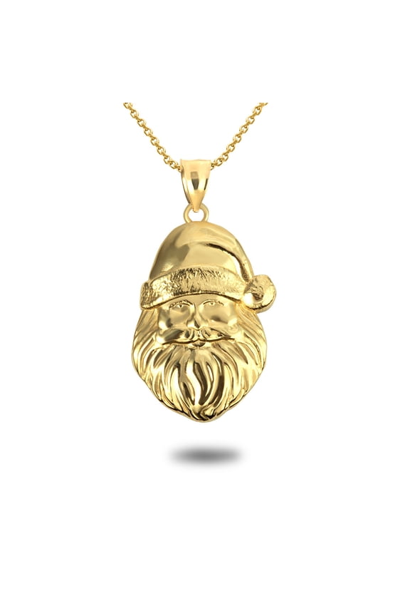 Gold Christmas Spirit Santa Claus Saint Nick Pendant Necklace(10K Yellow Gold, Pendant with 16" chain)