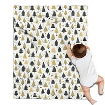 Gold Christmas Tree Pattern Blanket,Comfortable Soft Flannel Throw Blanket,All Season,Warm Lightweight Blankets for Sofa Bed Couch Living Room Chair,30"x40"
