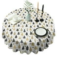 thumbnail image 1 of Gold Christmas Tree Pattern Round Tablecloth 60"x60",Wrinkle Wipeable Table Cloth for Kitchen Dining Room Picnic Patio Party, 1 of 6