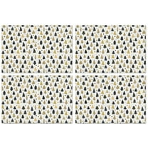Gold Christmas Tree Pattern Summer Placemats Table Placemats Set Of 4-Linen Kitchen Washable Placemats Table Mats 11.8"x17.7" Non-Slip Heat Resistant